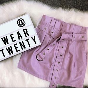 Faux Leather Lavender Mini Skirt